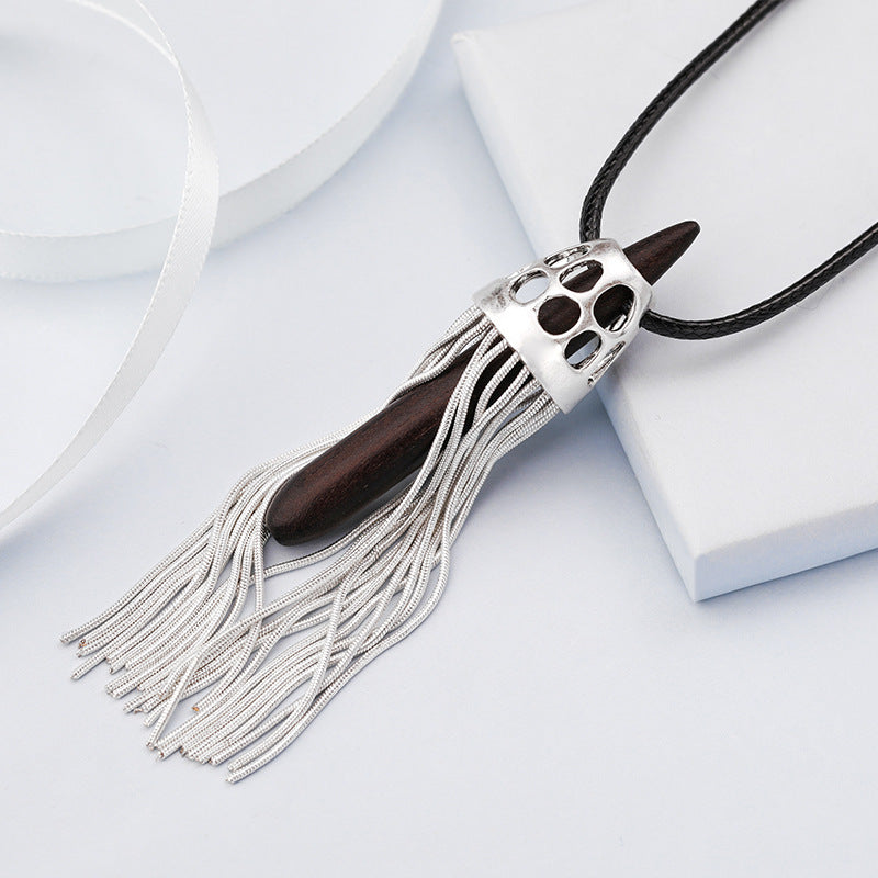 Cylinder Tassel Necklace