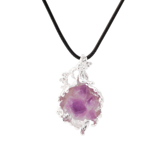 Amethyst Cluster Flower Necklace