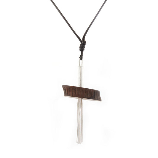 Silver Wood Tassel Necklace