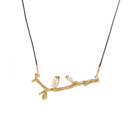 Pearl Bird Branch Necklace