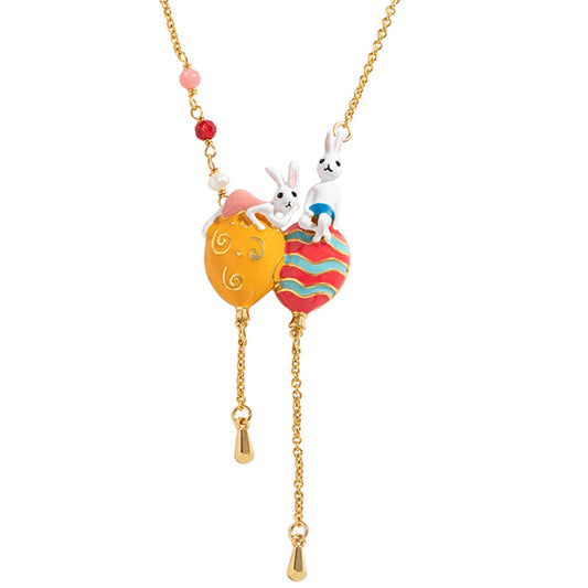 Couple Bunny Balloon Necklace