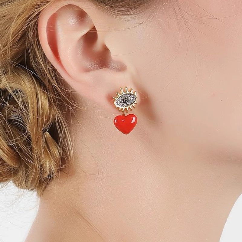 Eye And Heart Earrings