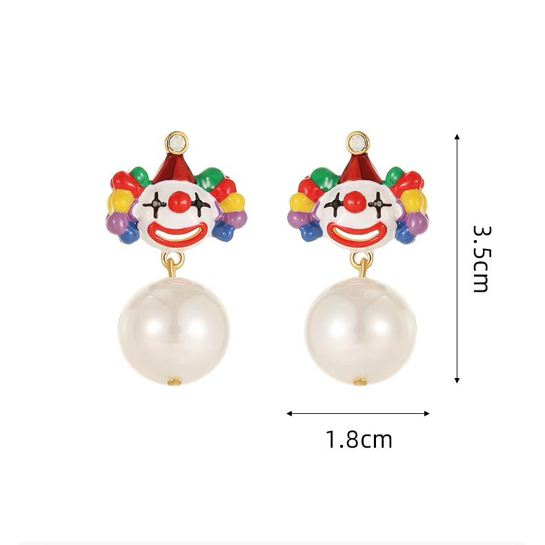 Clown Pearl Enamel Earrings