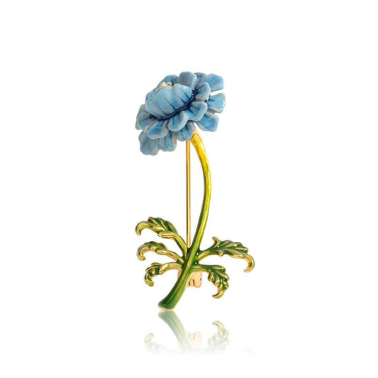 Elegant Blue Flower Brooch