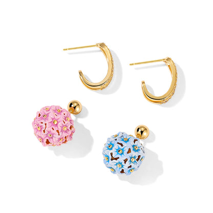 Pink/Blue Hydrangea Earrings