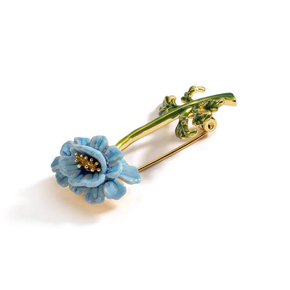 Elegant Blue Flower Brooch