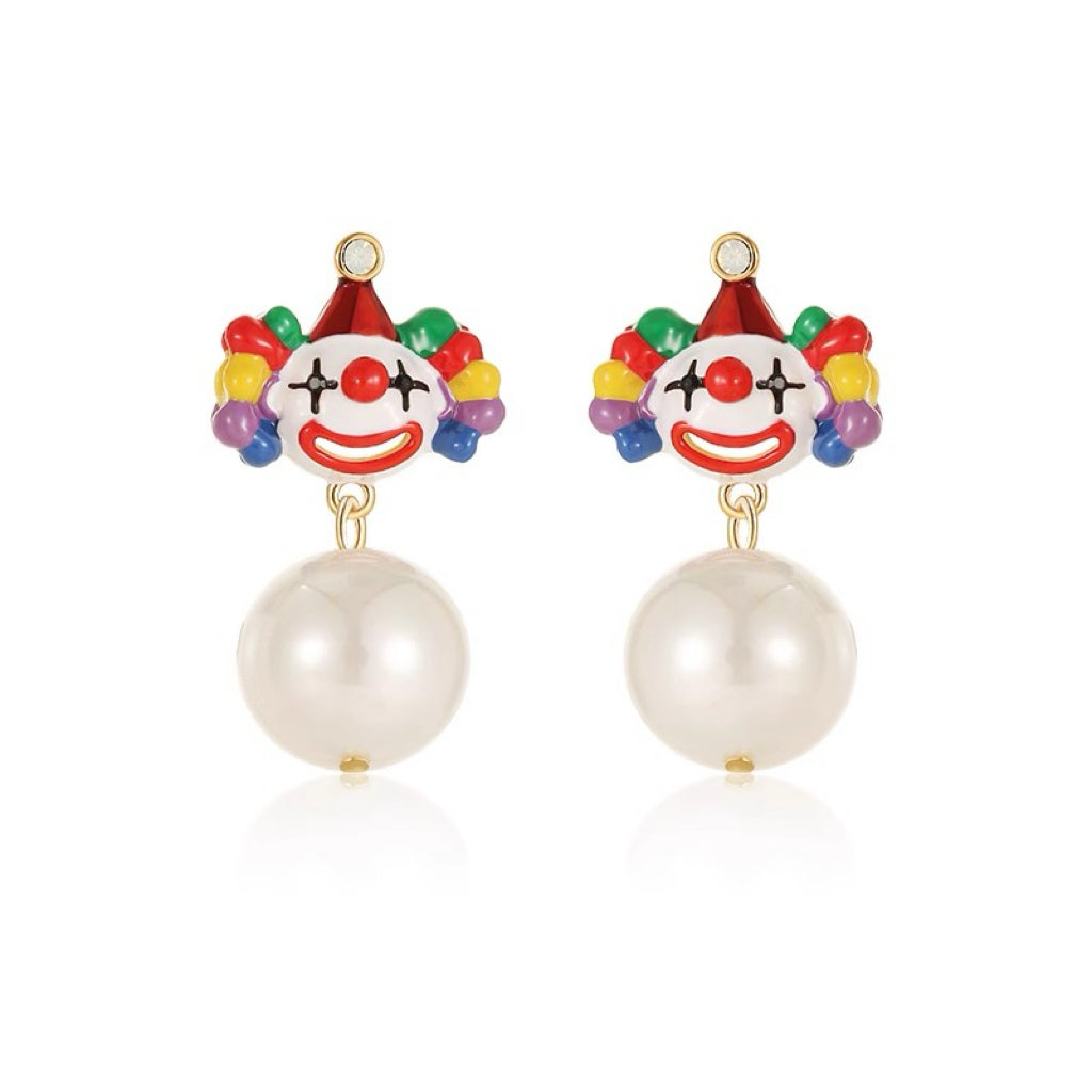 Clown Pearl Enamel Earrings