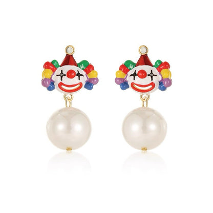 Clown Pearl Enamel Earrings